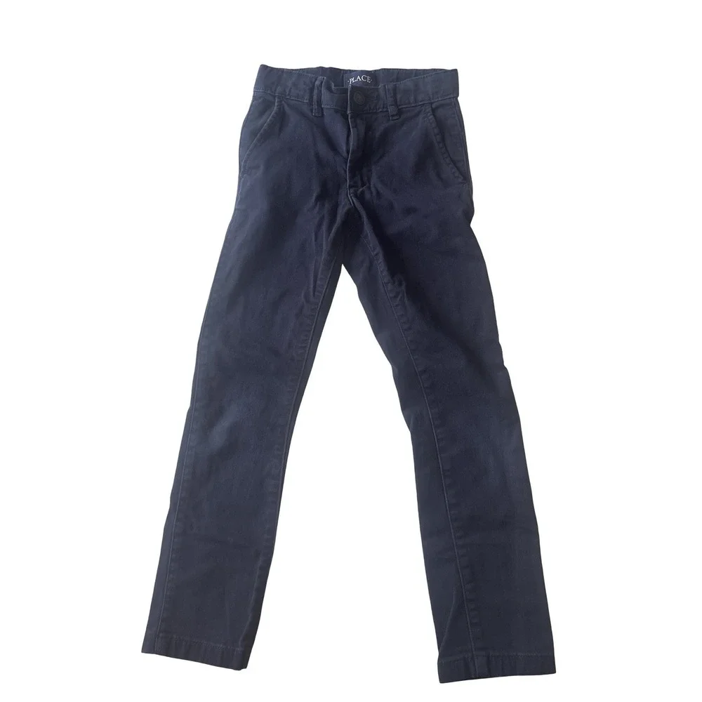 Children's Place Size 7 Slim Navy Blue Pants‎ Adjustable School Cotton Blend